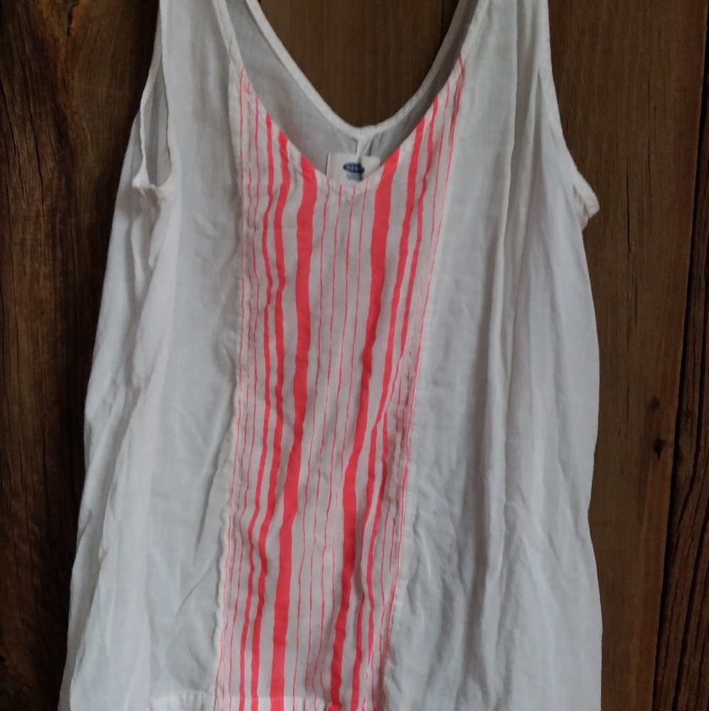 Old Navy Orange and White Flowy Tank Top